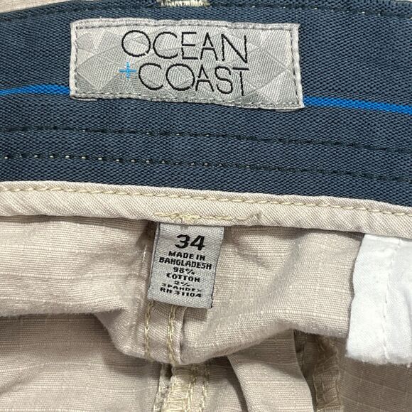 OCEAN + COAST SHORTS MENS 34‎ BEIGE CHINO FISHING PERFORMANCE STRETCH RIPSTOP - Picture 5 of 9